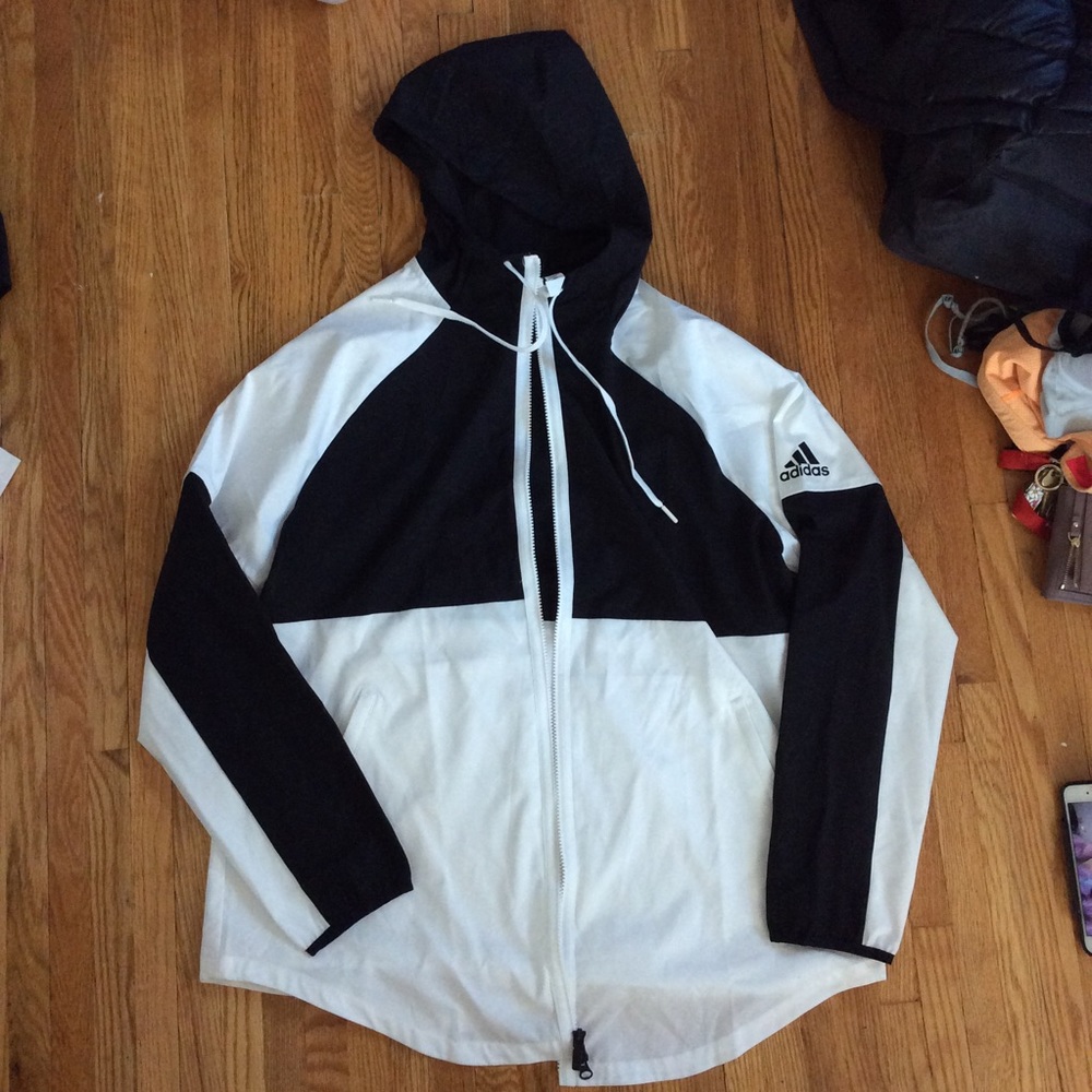 ADIDAS Black and White Windbreaker
